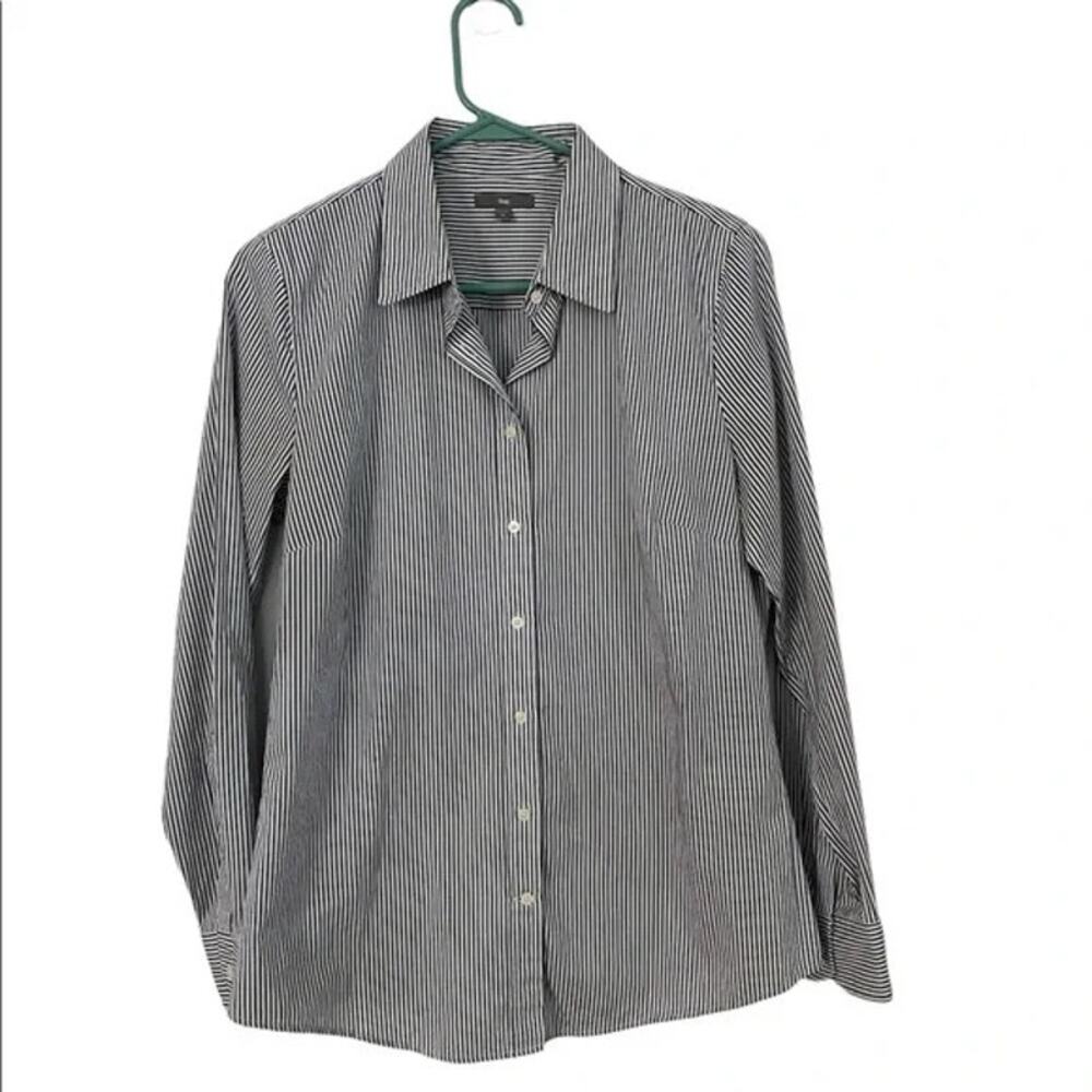 Gap Oversized Button Down Dark Gray Striped Shirt… - image 4